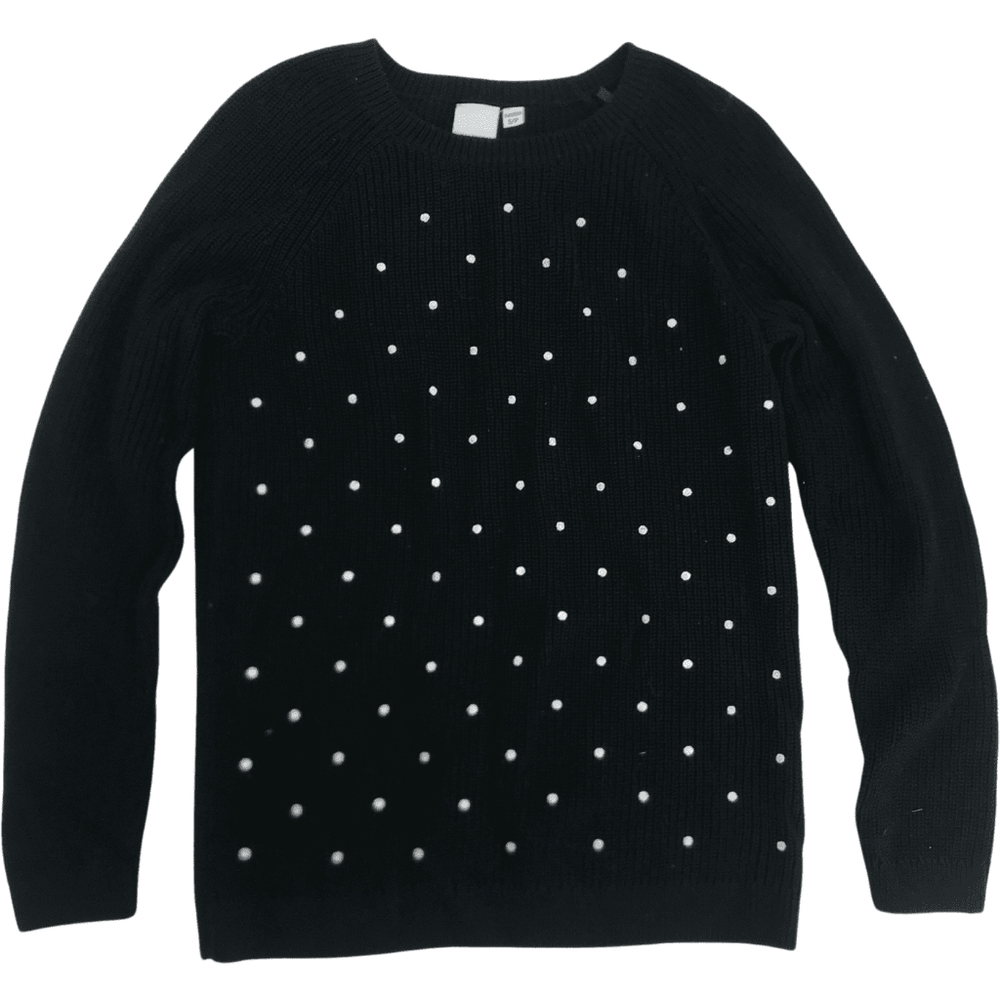 Elle Women's Black Knit Sweater with Polka Dots Size M